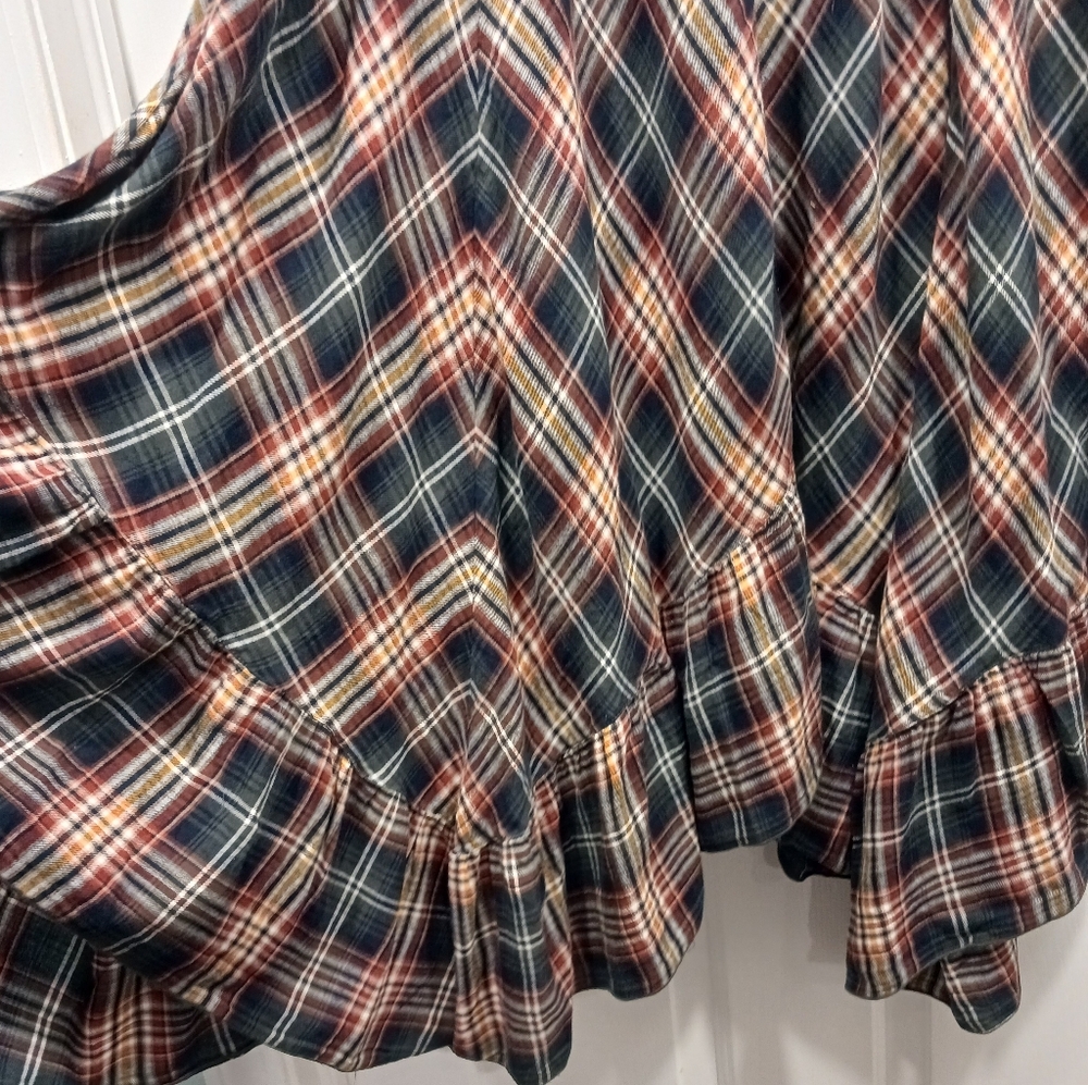 Flowy Plaid Maxi Skirt - Navy Multi - Picture 6 of 6